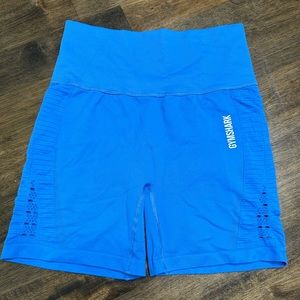 Women’s GymShark Tight Shorts w/ slits. Color: Blue. Size: Medium